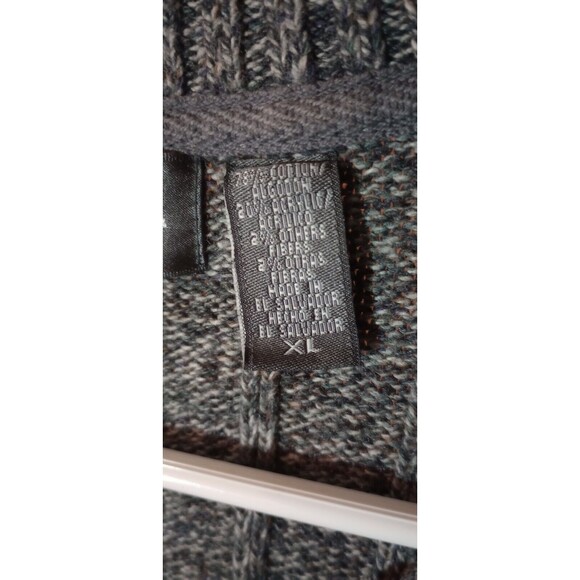 Oscar De La Renta Size XL Grey Ribbed Knit Quarter Zip Mock Neck Cotton Sweater - Picture 5 of 10